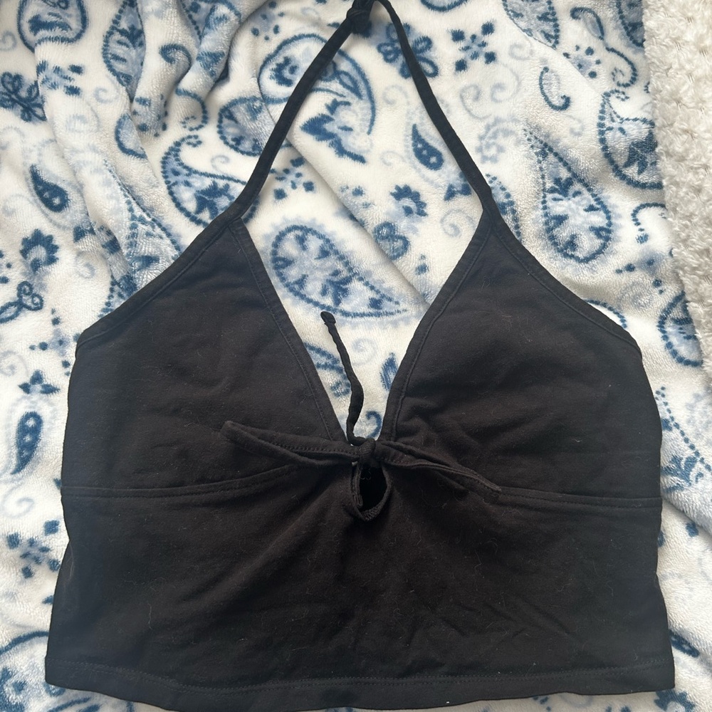 Garage Black Halter Crop Top